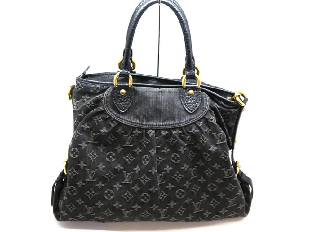 Louis Vuitton Neo Shoulder Handbag Noir LV Black Bag Denim Cabby